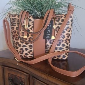 Animal print vegan cross body purse